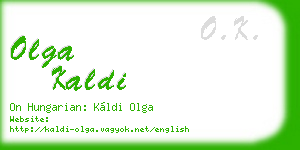 olga kaldi business card